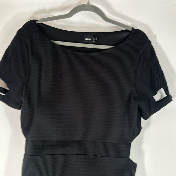ASOS Black Hip & Thigh Cutout Ribbed Dress Size 14 - Picture 6 of 12